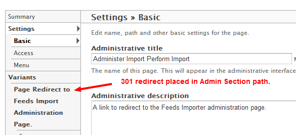 Page Redirect with description